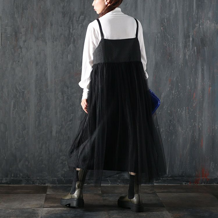 大きいサイズ レディース チュール切替えキルティングキャミワンピース　maru-6713