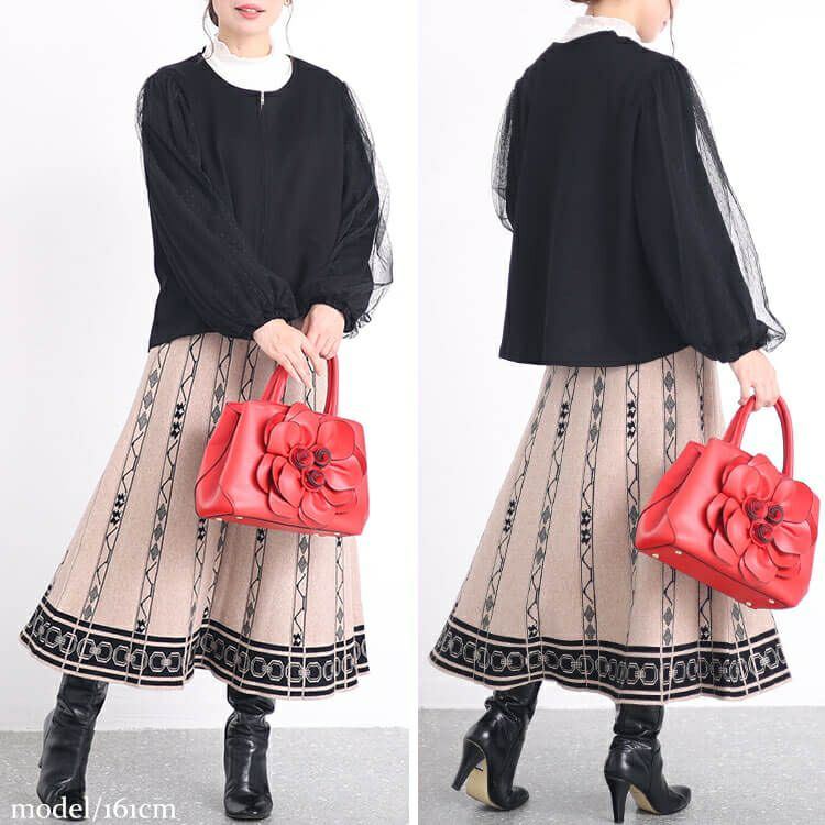 大きいサイズ レディース ドットチュールスリーブスムースジャケット　maru-6712