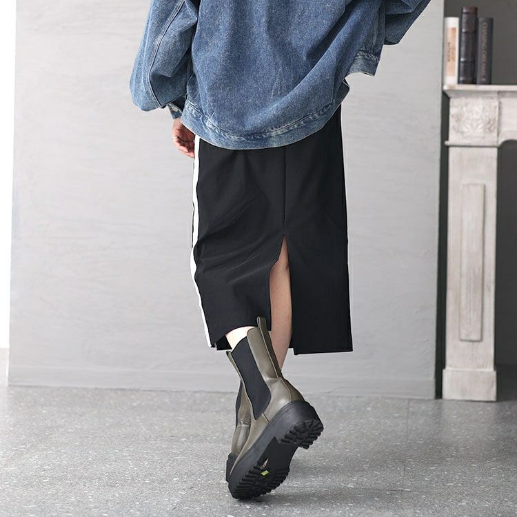 大きいサイズ レディース ストレッチツイルサイドライン入りナロースカート　maru-6705