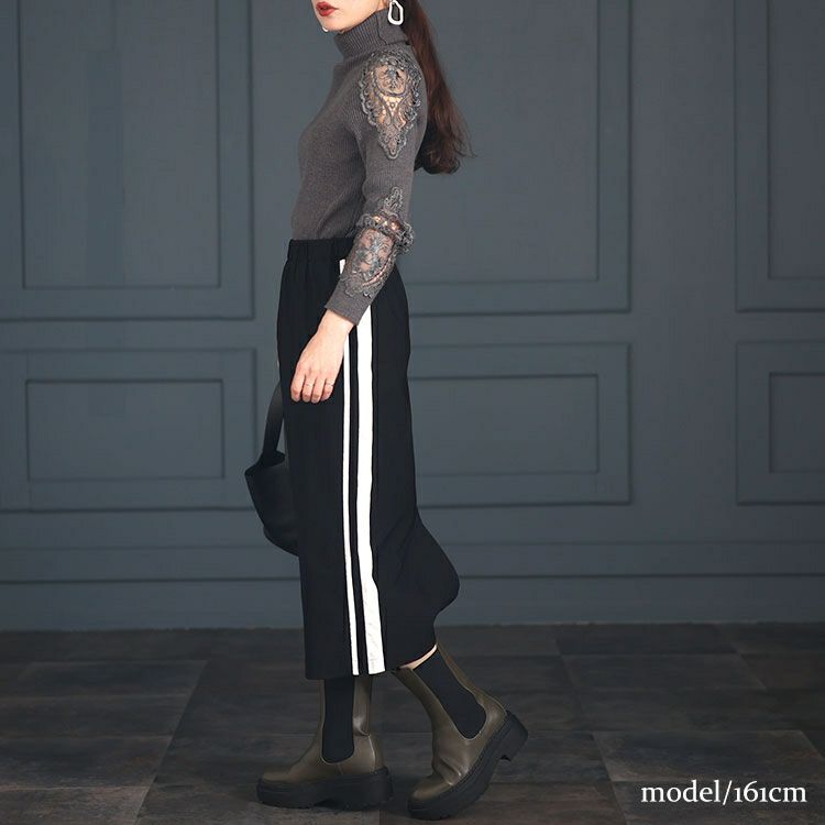 大きいサイズ レディース ストレッチツイルサイドライン入りナロースカート　maru-6705