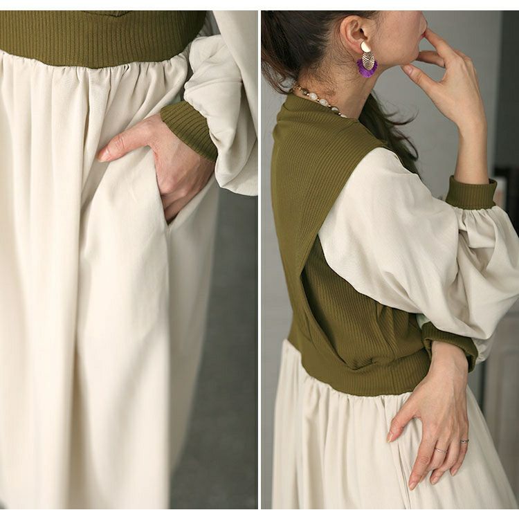 大きいサイズ レディース ベストドッキングワンピース　maru-6702