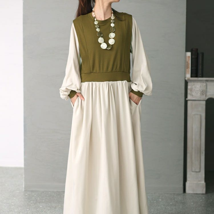 大きいサイズ レディース ベストドッキングワンピース　maru-6702