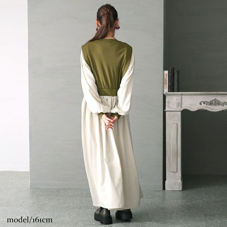 大きいサイズ レディース ベストドッキングワンピース　maru-6702