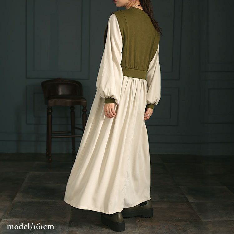 大きいサイズ レディース ベストドッキングワンピース　maru-6702