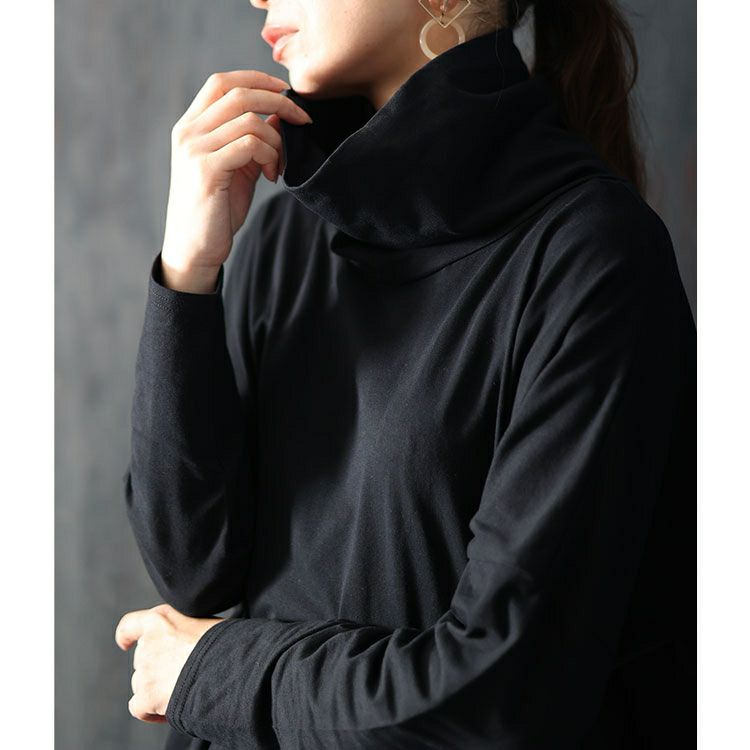 大きいサイズ レディース オフタートルネックチュニック　maru-6701