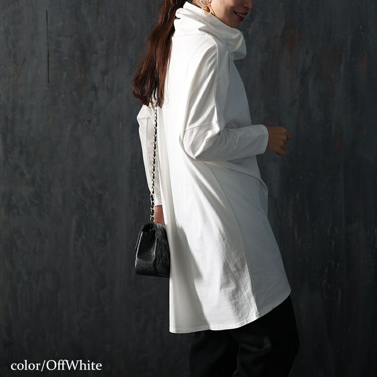 大きいサイズ レディース オフタートルネックチュニック　maru-6701