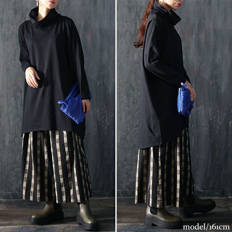 大きいサイズ レディース オフタートルネックチュニック　maru-6701