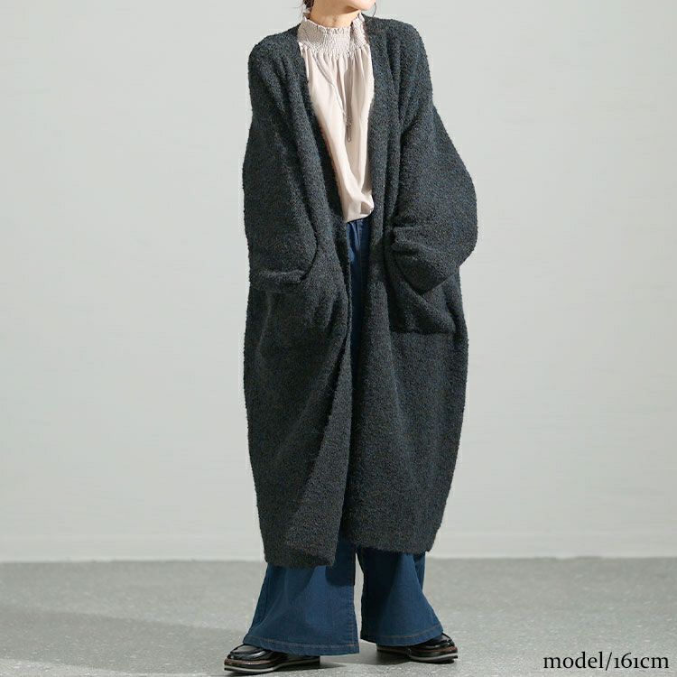 大きいサイズ レディース ミックスニットロングコーディガン　maru-3005