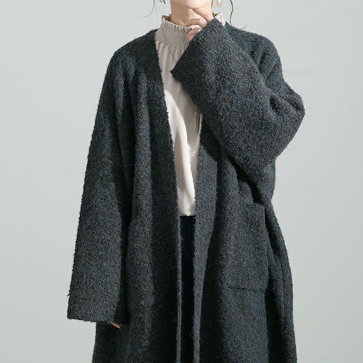 大きいサイズ レディース ミックスニットロングコーディガン　maru-3005