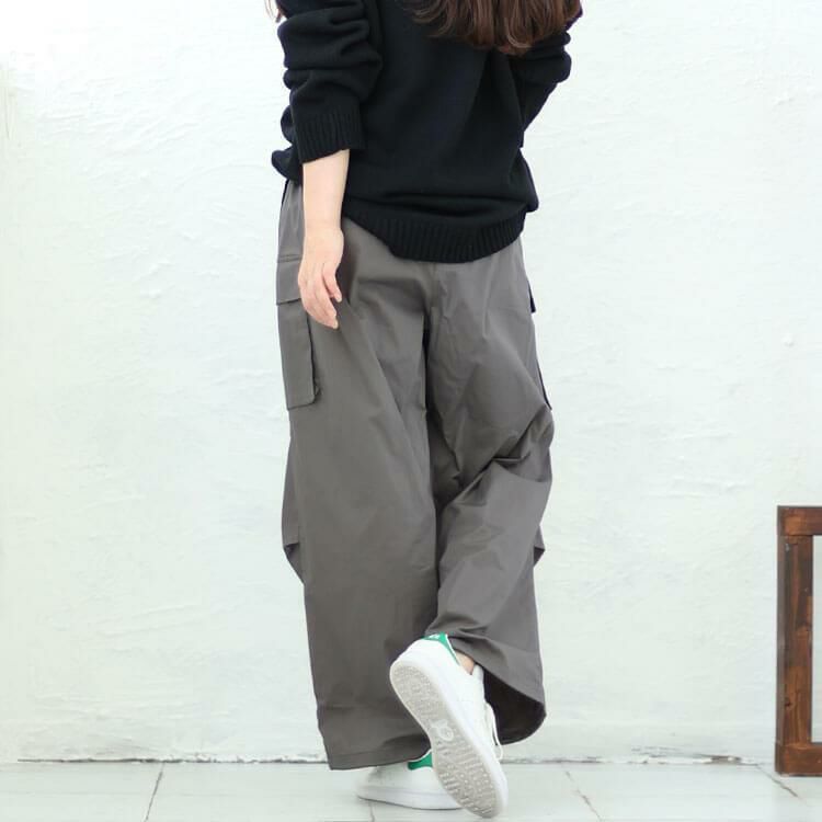 大きいサイズ レディース ワイドカーゴパンツ　fem-414 グレー