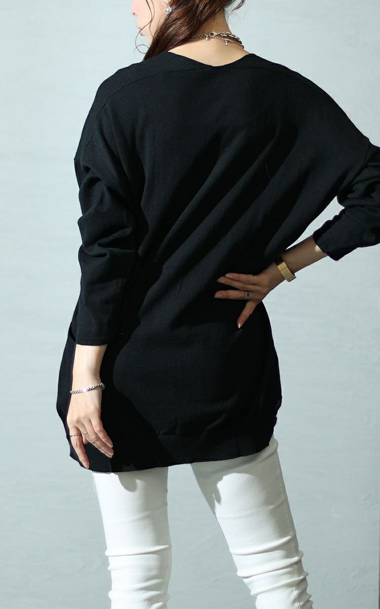 大きいサイズ レディース Vネックサイドタックニット　wn-0134