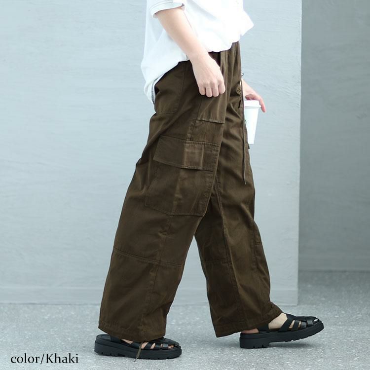 大きいサイズ レディース 裾絞りカーゴパンツ　wc-0347 カーキ
