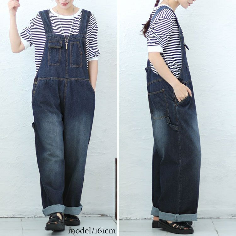 大きいサイズ レディース クロスサスペンダーサロペットパンツ　wd-0374