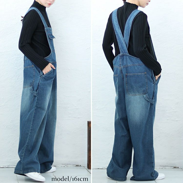 大きいサイズ レディース クロスサスペンダーサロペットパンツ　wd-0374