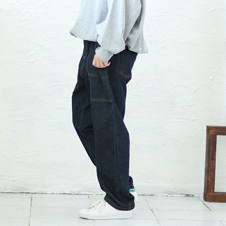 大きいサイズ レディース ビッグベイカーポケットデニムパンツ wd-0368