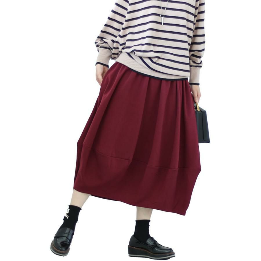 大きいサイズ レディース 裏シャギーバルーンスカート　sw-0569 ダークパープル