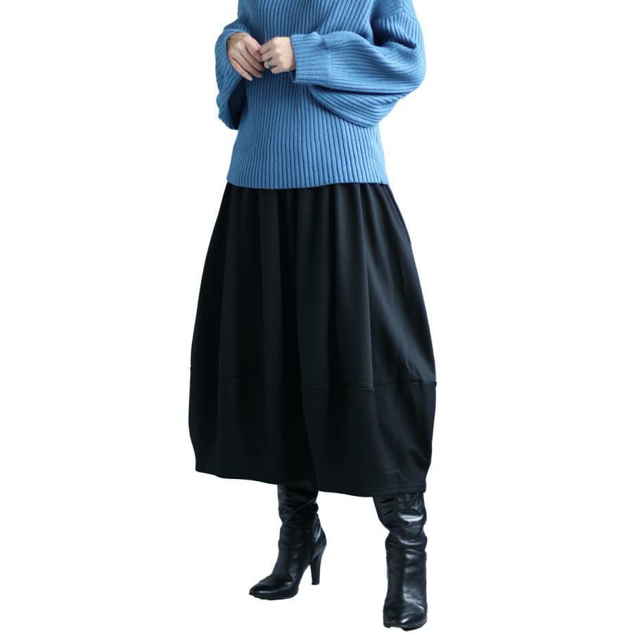 大きいサイズ レディース 裏シャギーバルーンスカート　sw-0569 ブラック