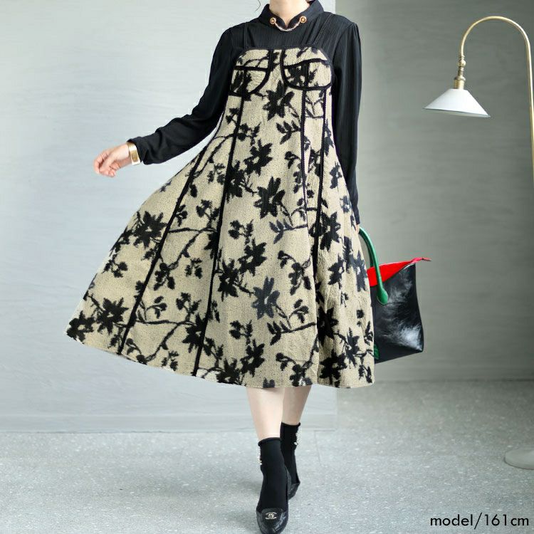 大きいサイズ レディース 花柄キャミソールワンピース　goldy-1379