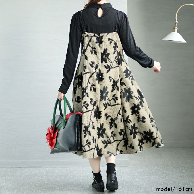 大きいサイズ レディース 花柄キャミソールワンピース　goldy-1379