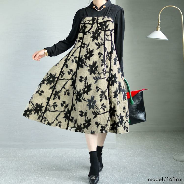 大きいサイズ レディース 花柄キャミソールワンピース　goldy-1379 花柄