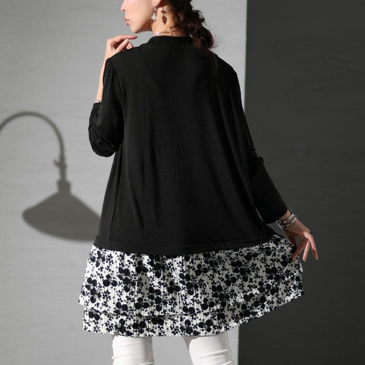 大きいサイズ レディース カーデフェイク花柄チュニック　gold934