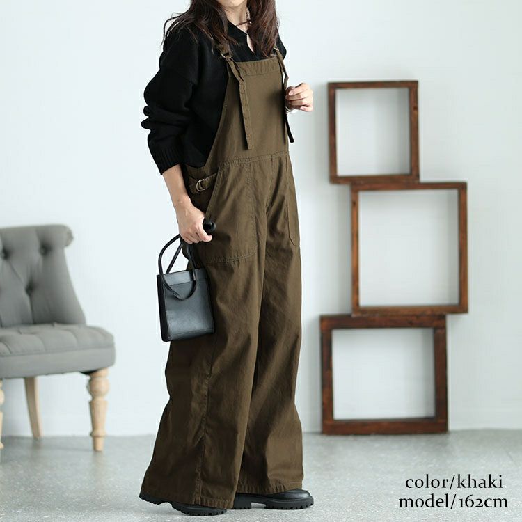 大きいサイズ レディース ベイカーワイドサロペットパンツ　wc-0333