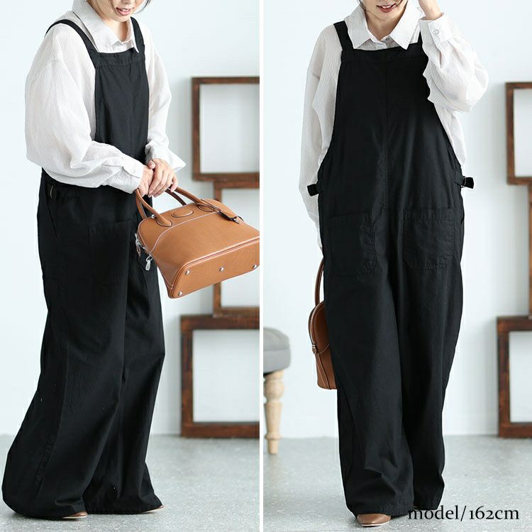 大きいサイズ レディース ベイカーワイドサロペットパンツ　wc-0333