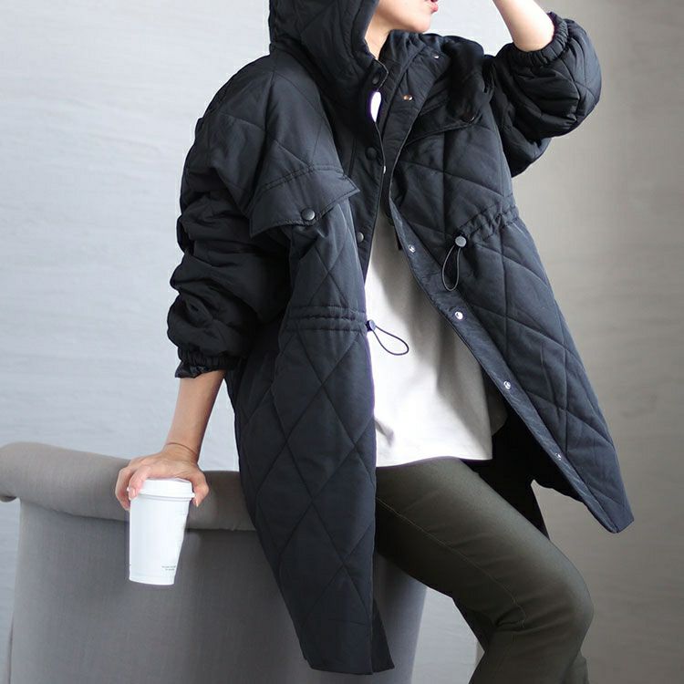 大きいサイズ レディース フード付きナイロンキルトブルゾン　sada-6879