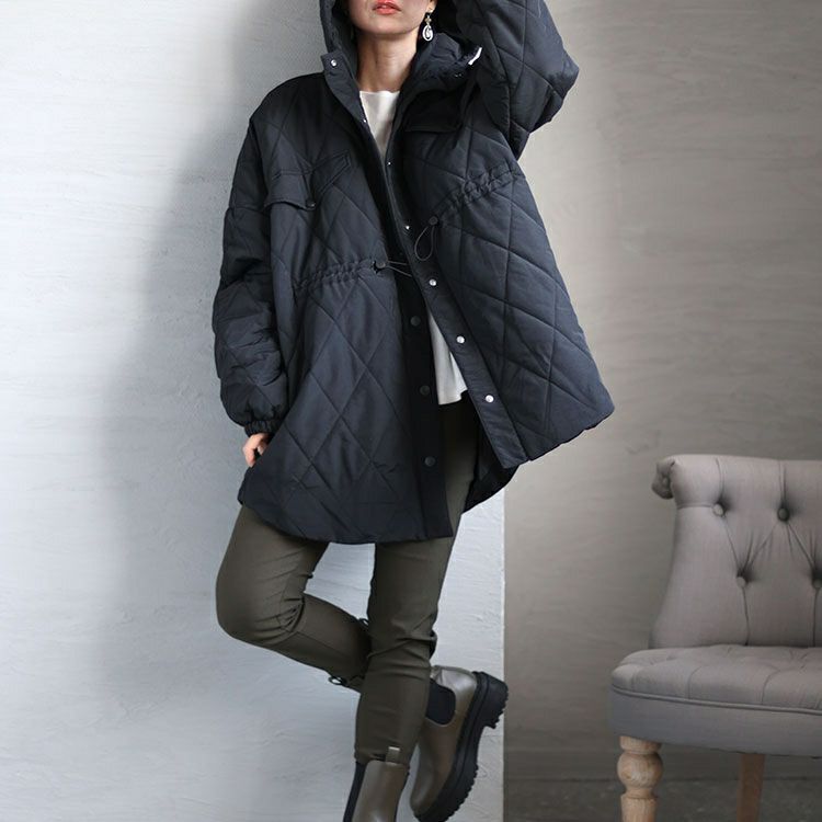 大きいサイズ レディース フード付きナイロンキルトブルゾン　sada-6879