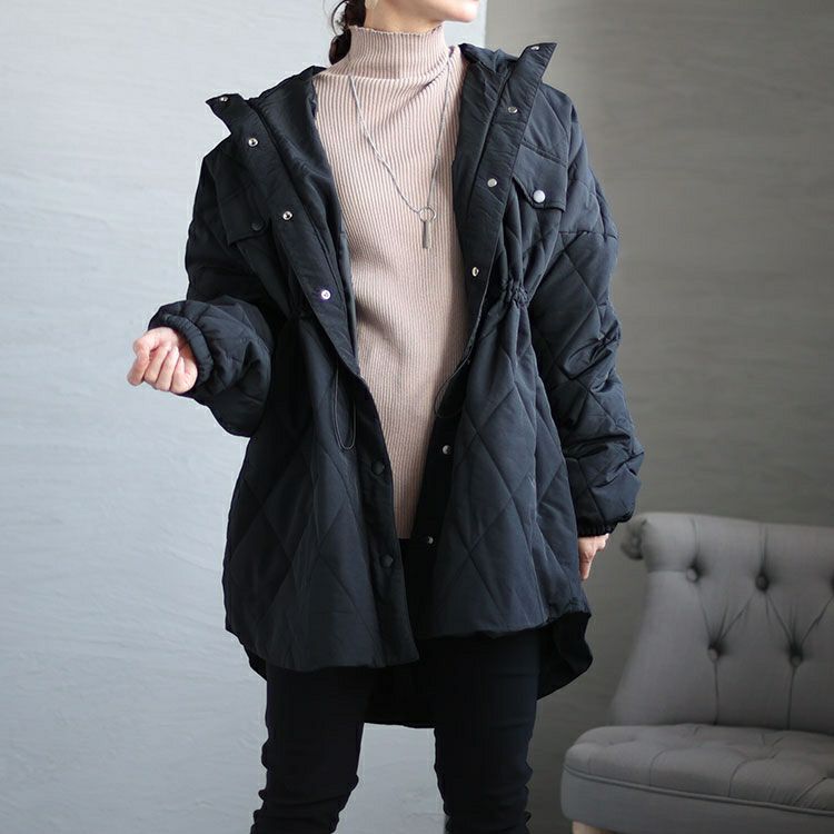 大きいサイズ レディース フード付きナイロンキルトブルゾン　sada-6879