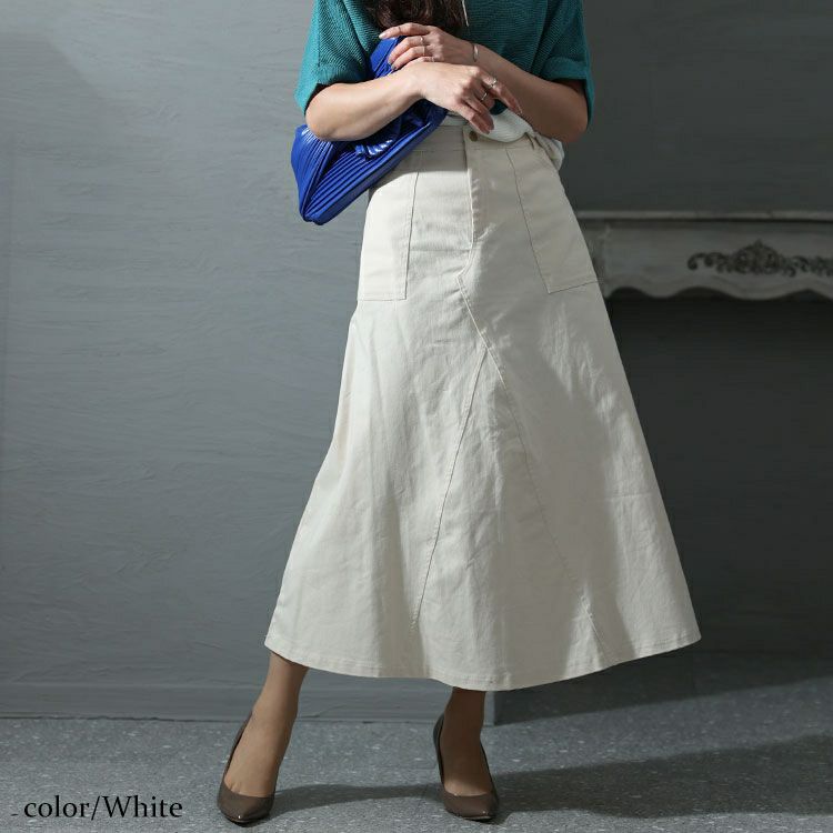 大きいサイズ レディース 体型カバーミリタリーマキシ丈スカート　jp487