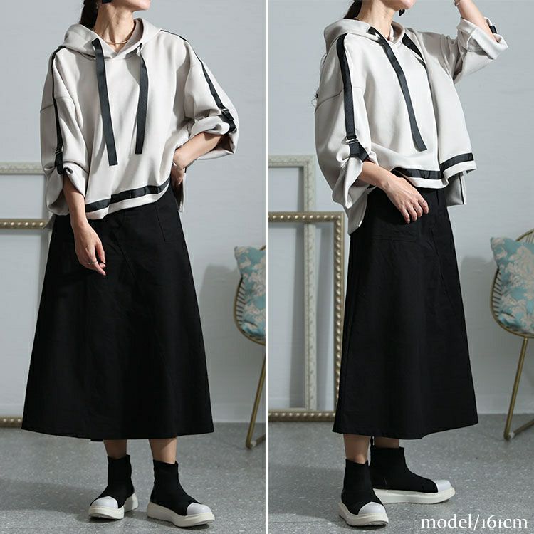 大きいサイズ レディース 体型カバーミリタリーマキシ丈スカート　jp487