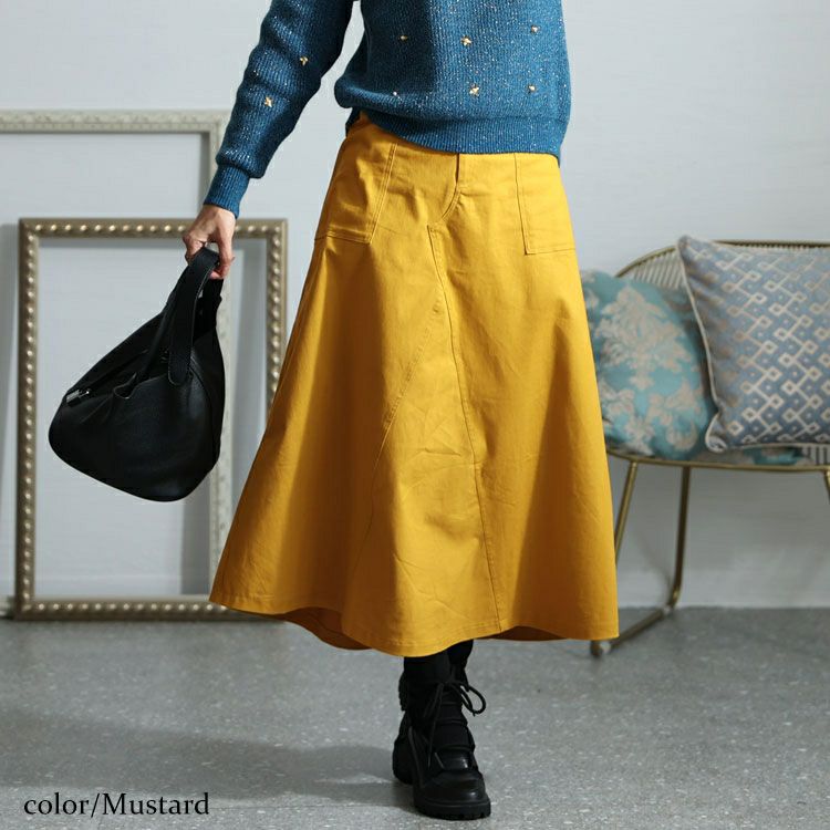 大きいサイズ レディース 体型カバーミリタリーマキシ丈スカート　jp487