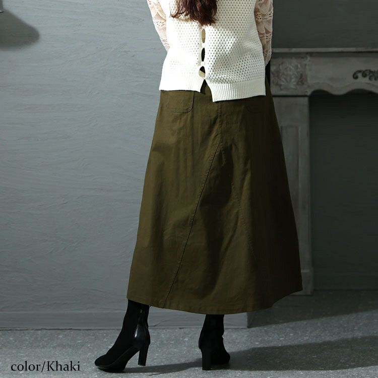 大きいサイズ レディース 体型カバーミリタリーマキシ丈スカート　jp487