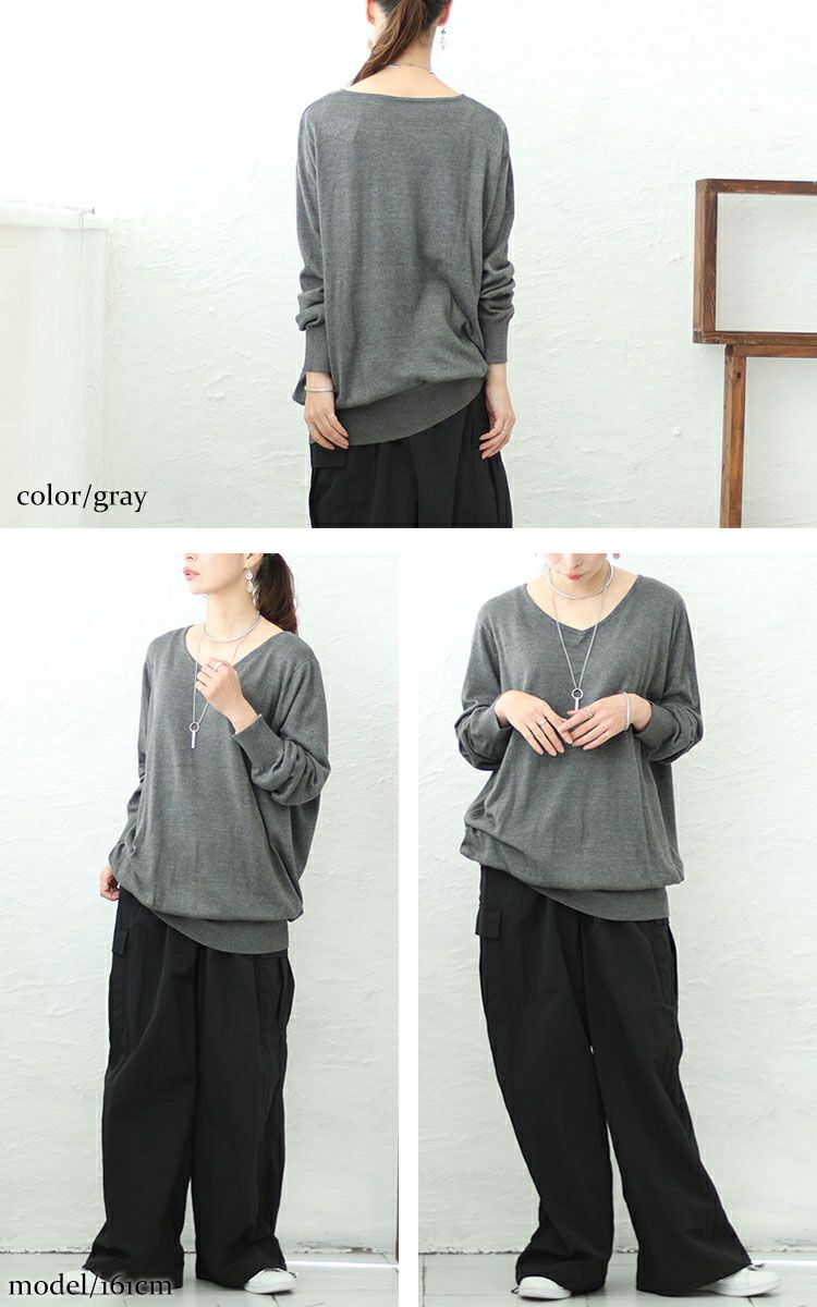 大きいサイズ レディース Vネックドルマンニット　wn-0003 【メール便可】