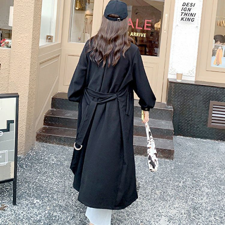 大きいサイズ レディース ベルト付きボタンレストレンチコート　goldy-1385