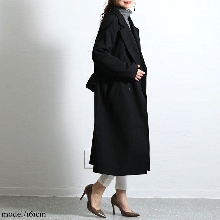 大きいサイズ レディース ダブルボタンロングチェスターコート　mnfk-122740