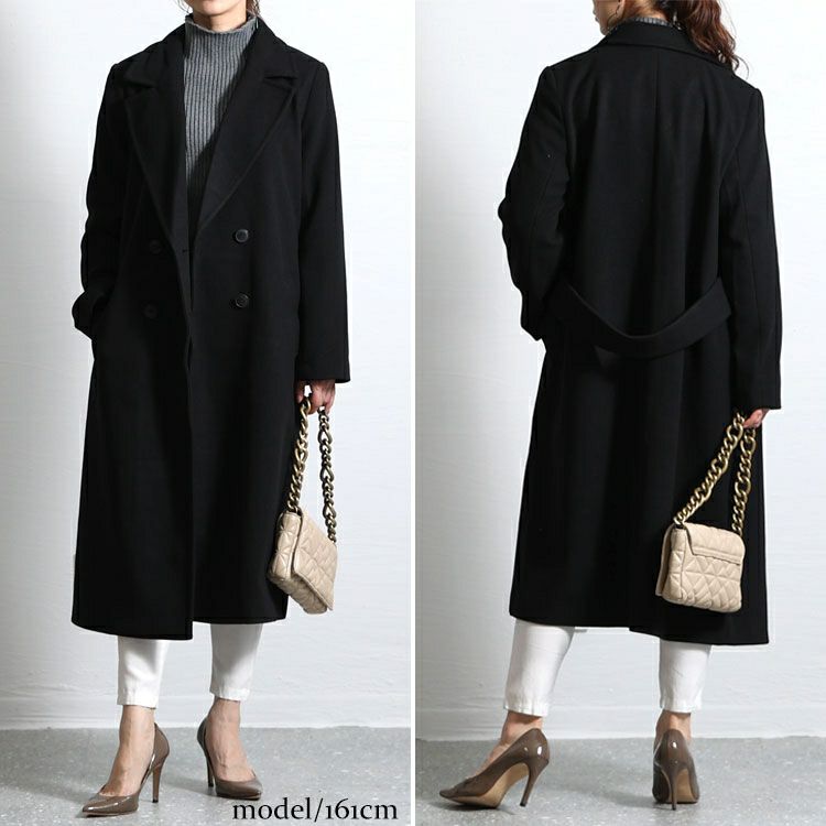 大きいサイズ レディース ダブルボタンロングチェスターコート　mnfk-122740