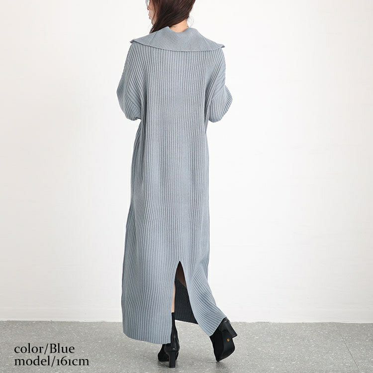大きいサイズ レディース リブハーフジップワンピース　sada-6888