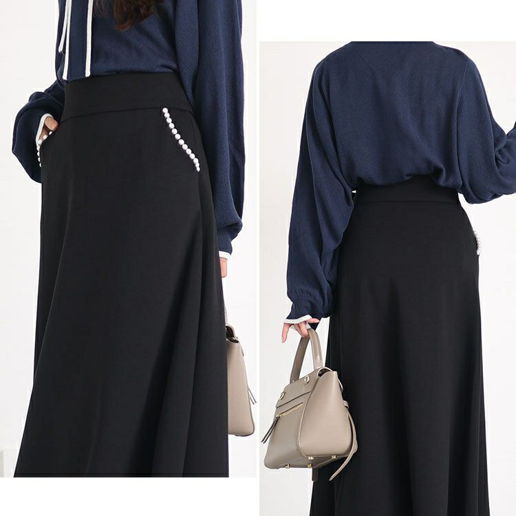 大きいサイズ レディース パール付きフレアスカート　mncut-132702