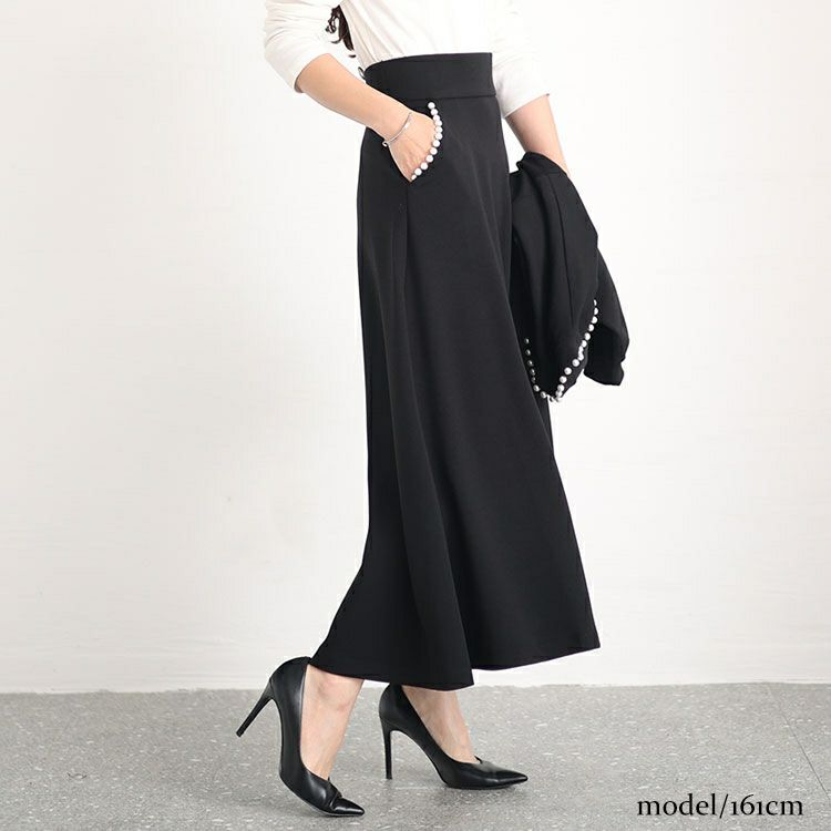 大きいサイズ レディース パール付きフレアスカート　mncut-132702
