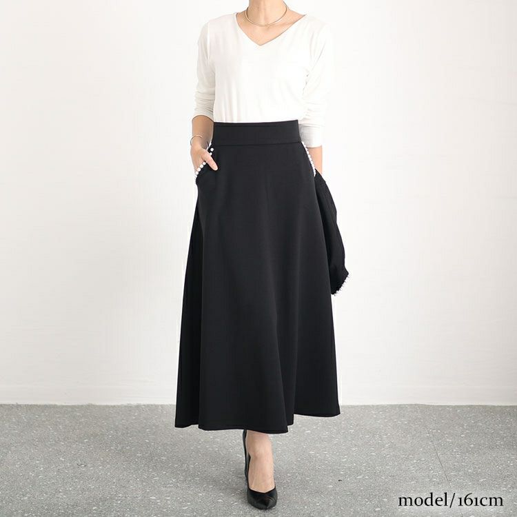 大きいサイズ レディース パール付きフレアスカート　mncut-132702