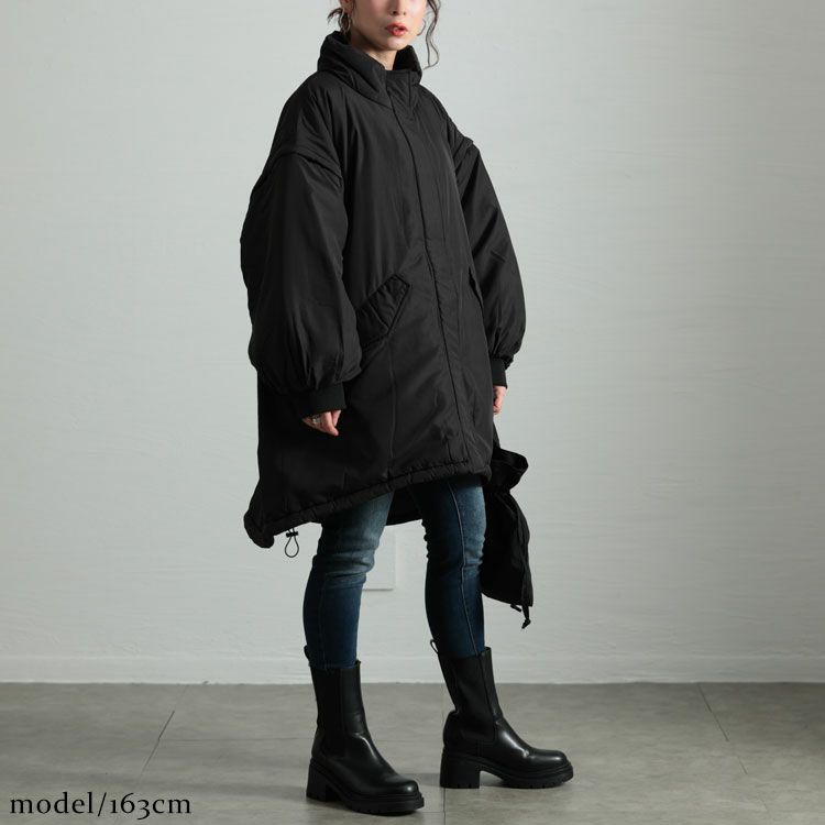 大きいサイズ レディース 袖取り外し中綿コート　sada-6861