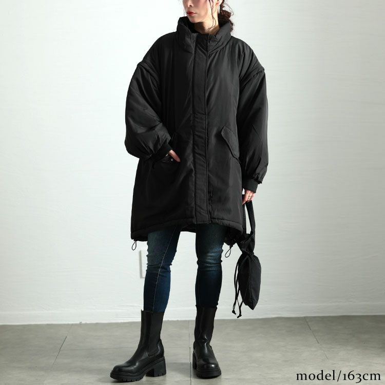 大きいサイズ レディース 袖取り外し中綿コート　sada-6861