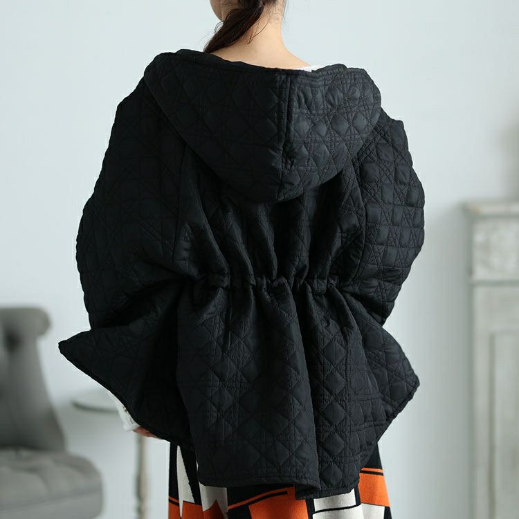 大きいサイズ レディース フード付きキルティングポンチョコート　maru-6717