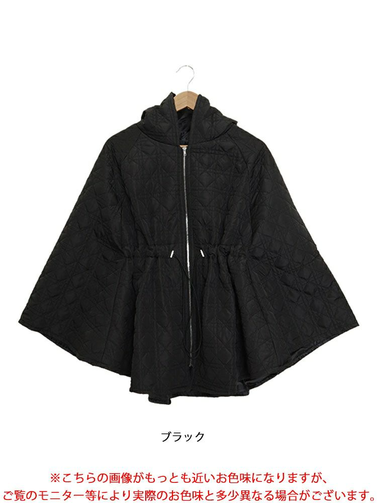 大きいサイズ レディース フード付きキルティングポンチョコート　maru-6717