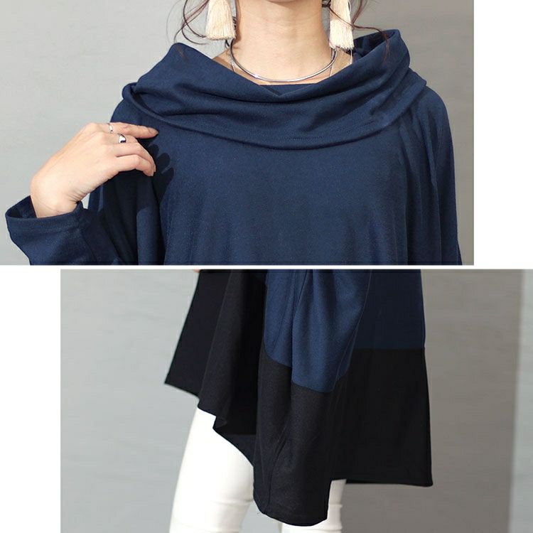 大きいサイズ レディース バイカラーオフタートルドルマントップス　cast-5536046