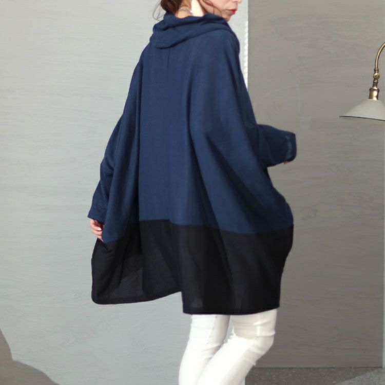 大きいサイズ レディース バイカラーオフタートルドルマントップス　cast-5536046