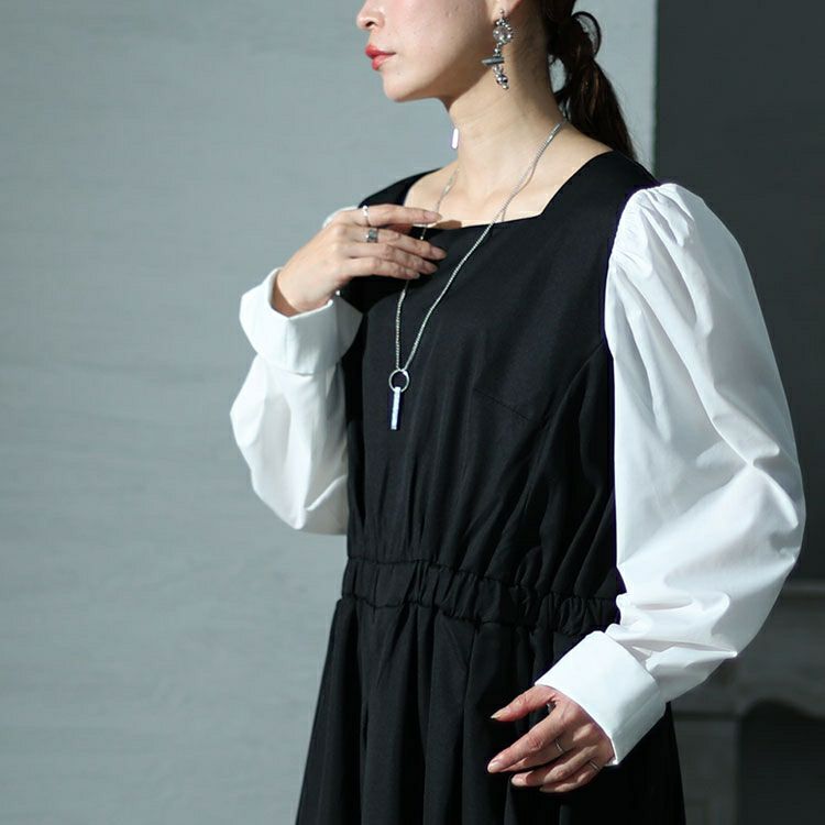 大きいサイズ レディース フェイクレイヤードコクーンワンピース　sw-0572