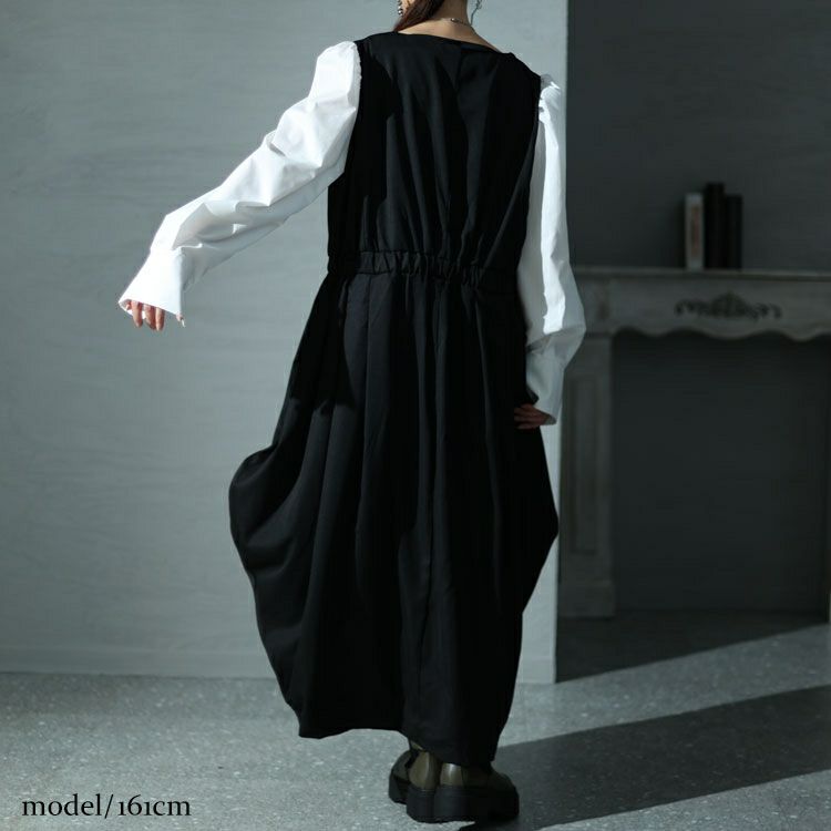 大きいサイズ レディース フェイクレイヤードコクーンワンピース　sw-0572